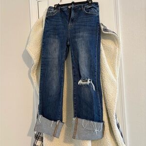 Blue Flare Wide Leg Jeans